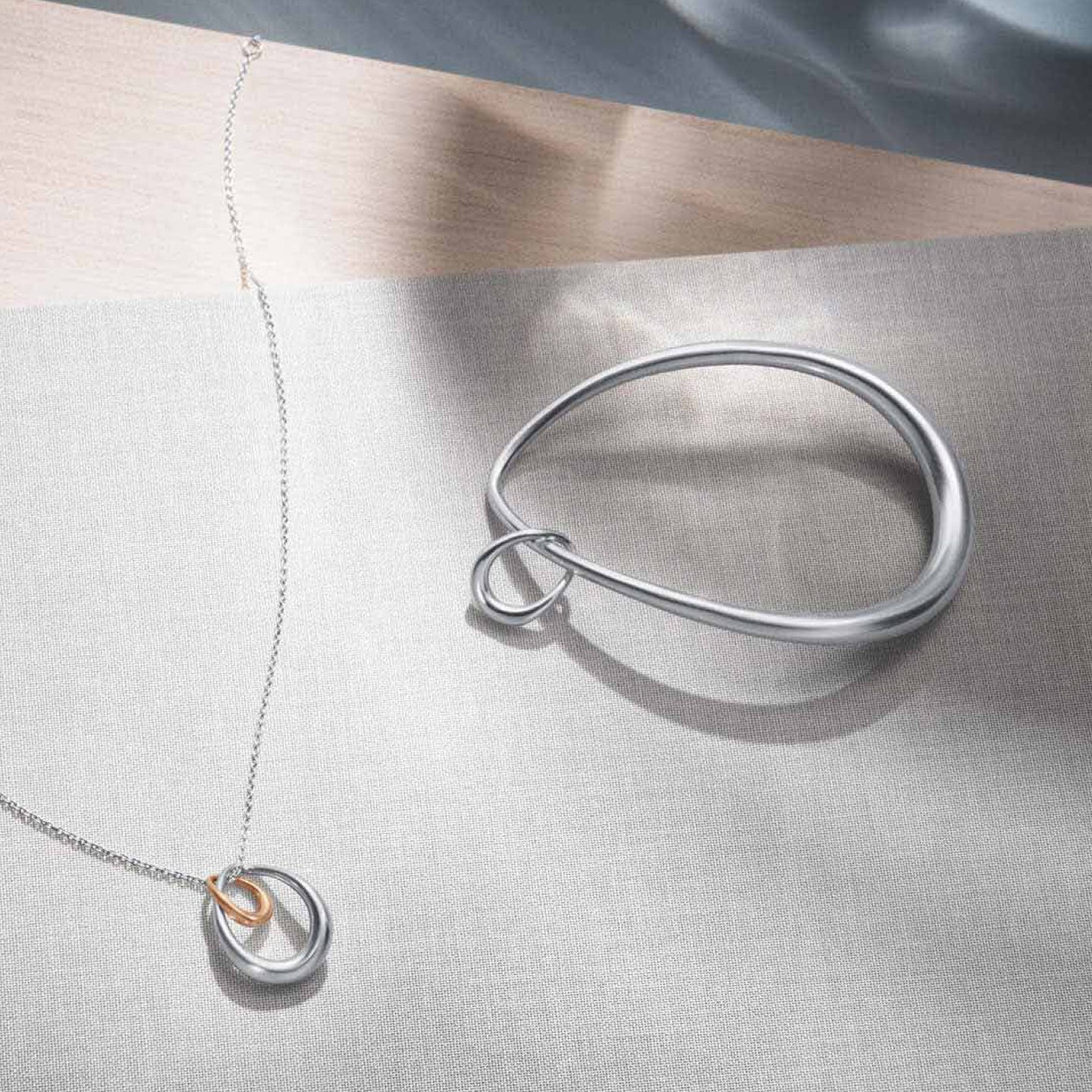 Georg Jensen Silver & Rose Gold Offspring Pendant 10012763