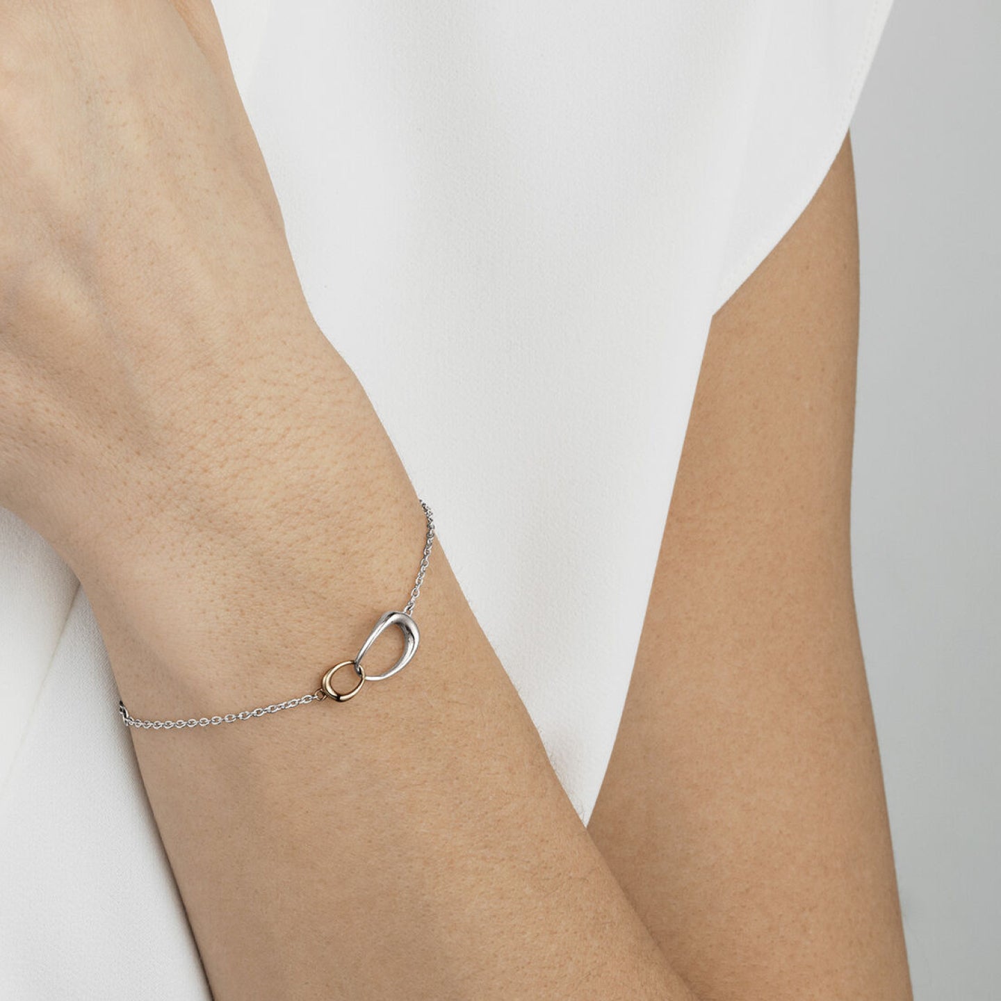 Georg Jensen Silver & Rose Gold Offspring Bracelet 1002371