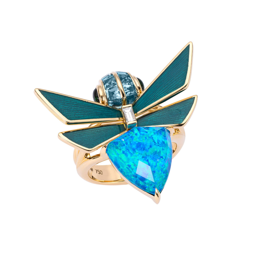 Jitterbug Black Opalescent Ring
