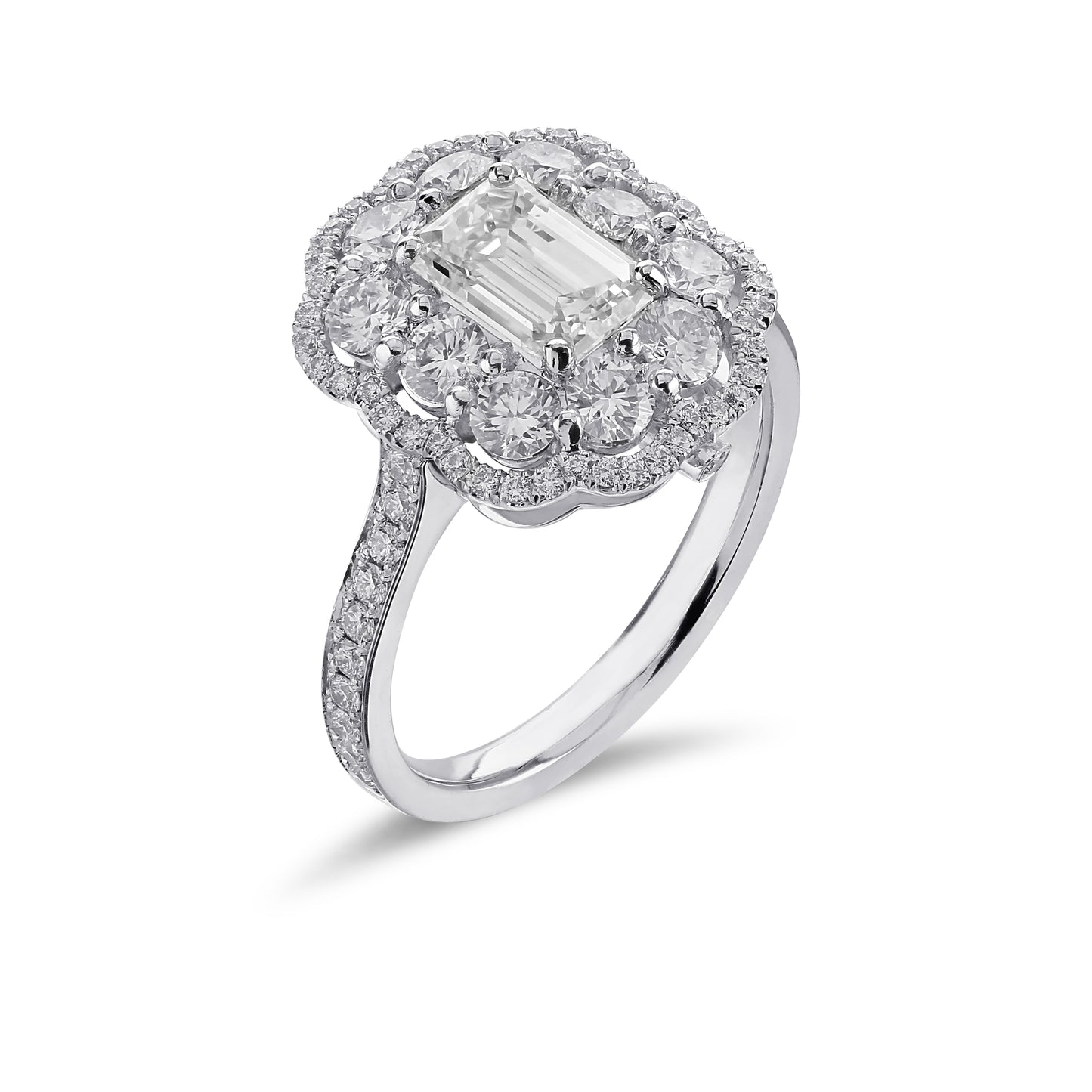 Emerald Cut Diamond Lilypad Ring