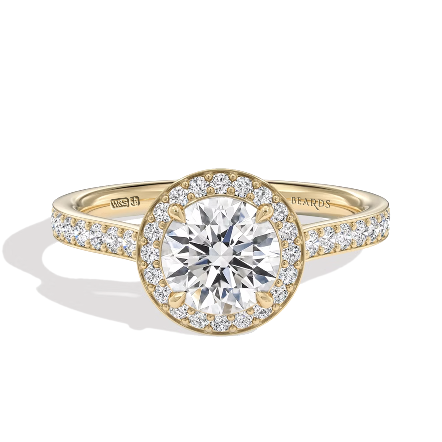 Classic Round Cut Halo Yellow Gold Pavé