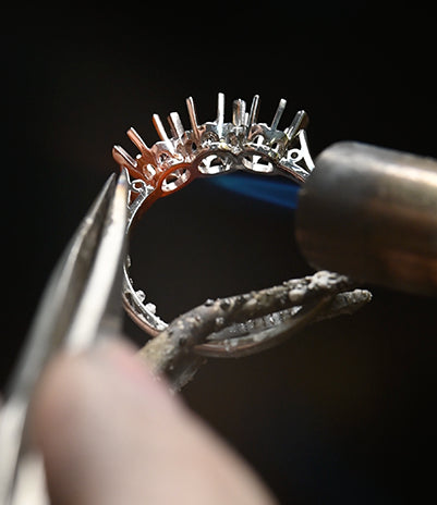 A platinum ring being made in our cheltenham workshops