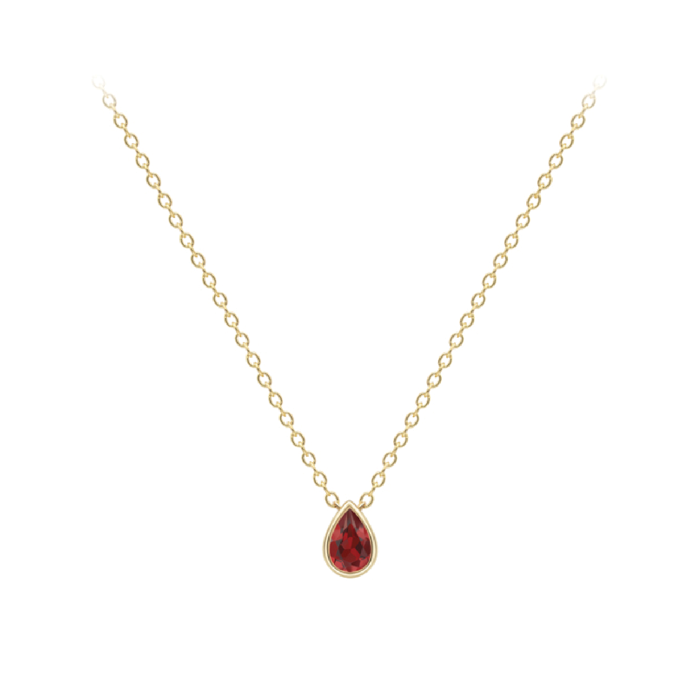 Beards 9ct Yellow Gold Pear Cut Garnet Necklace CA089-18