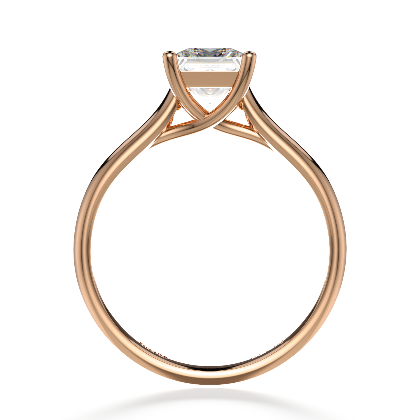 Classic Four Claw Solitaire Princess Cut Rose Gold