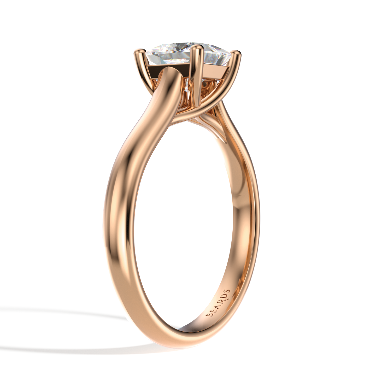 Classic Four Claw Solitaire Princess Cut Rose Gold