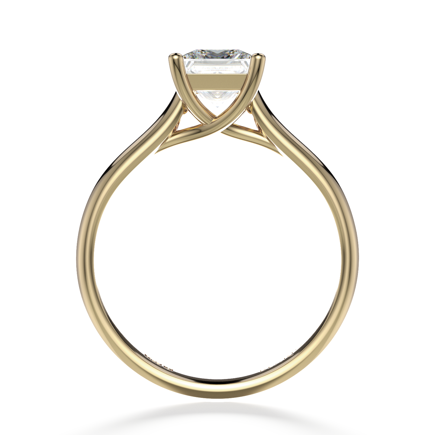 Classic Four Claw Solitaire Princess Cut Yellow Gold