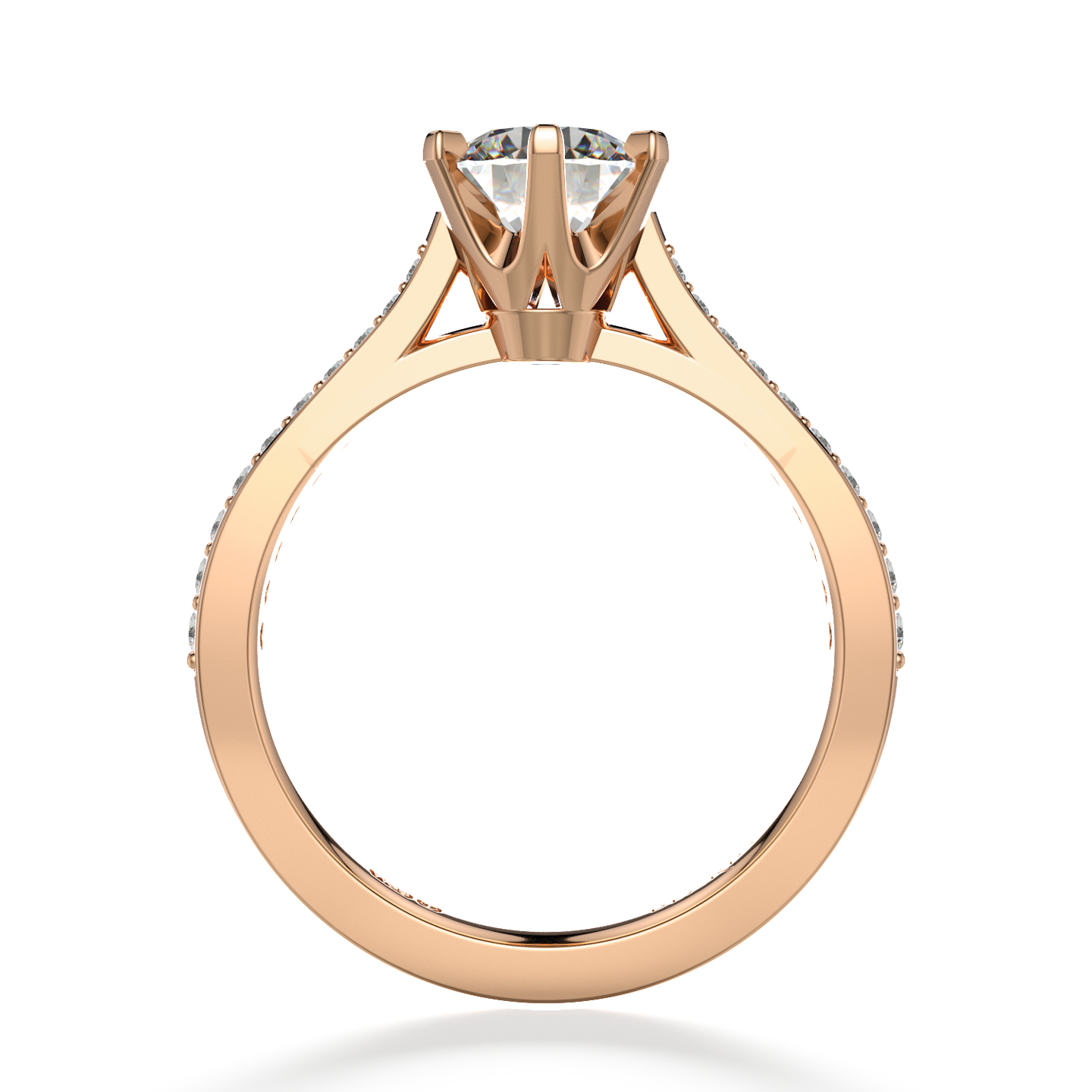 Classic Six Claw Solitaire Pavé Rose Gold