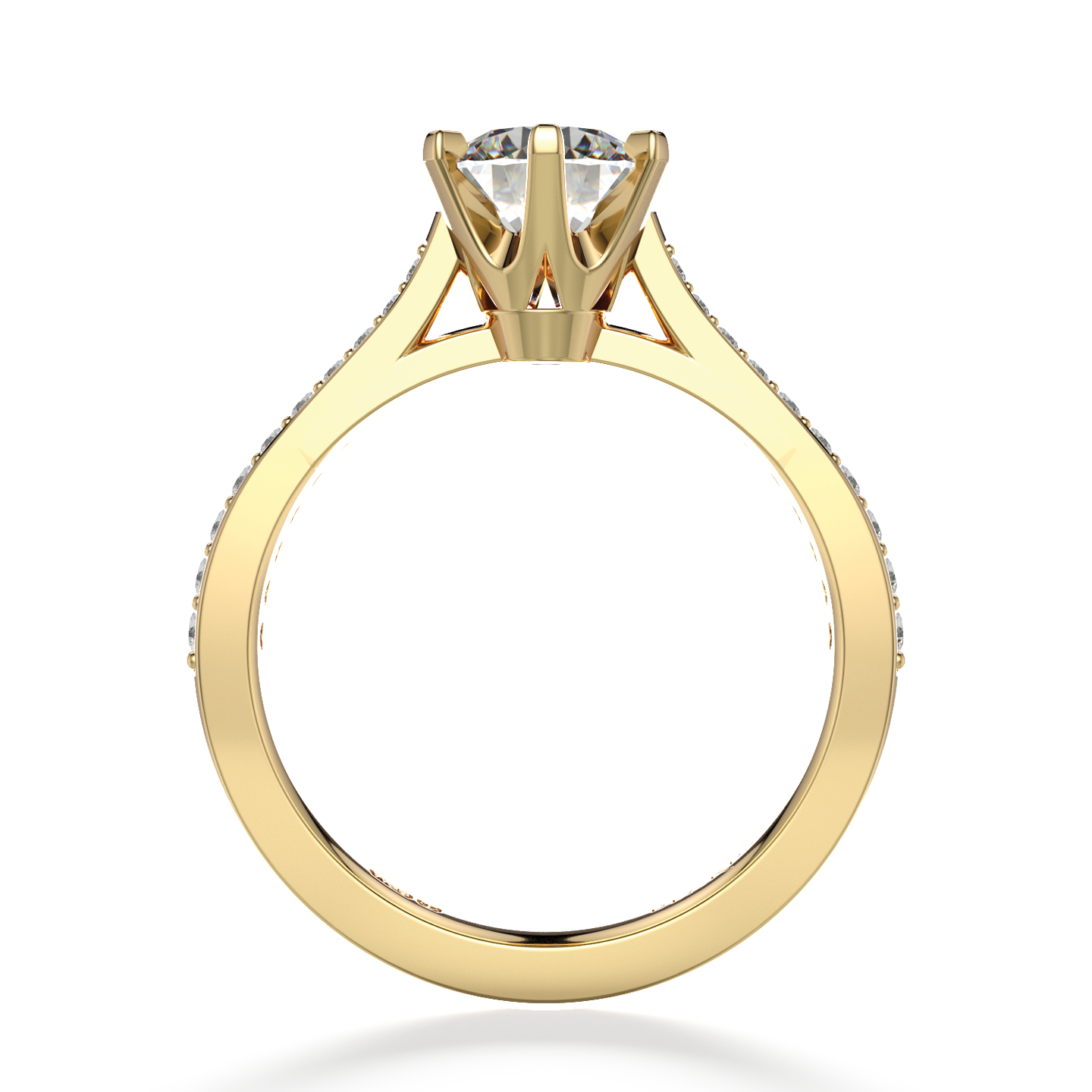Classic Six Claw Solitaire Pavé Yellow Gold