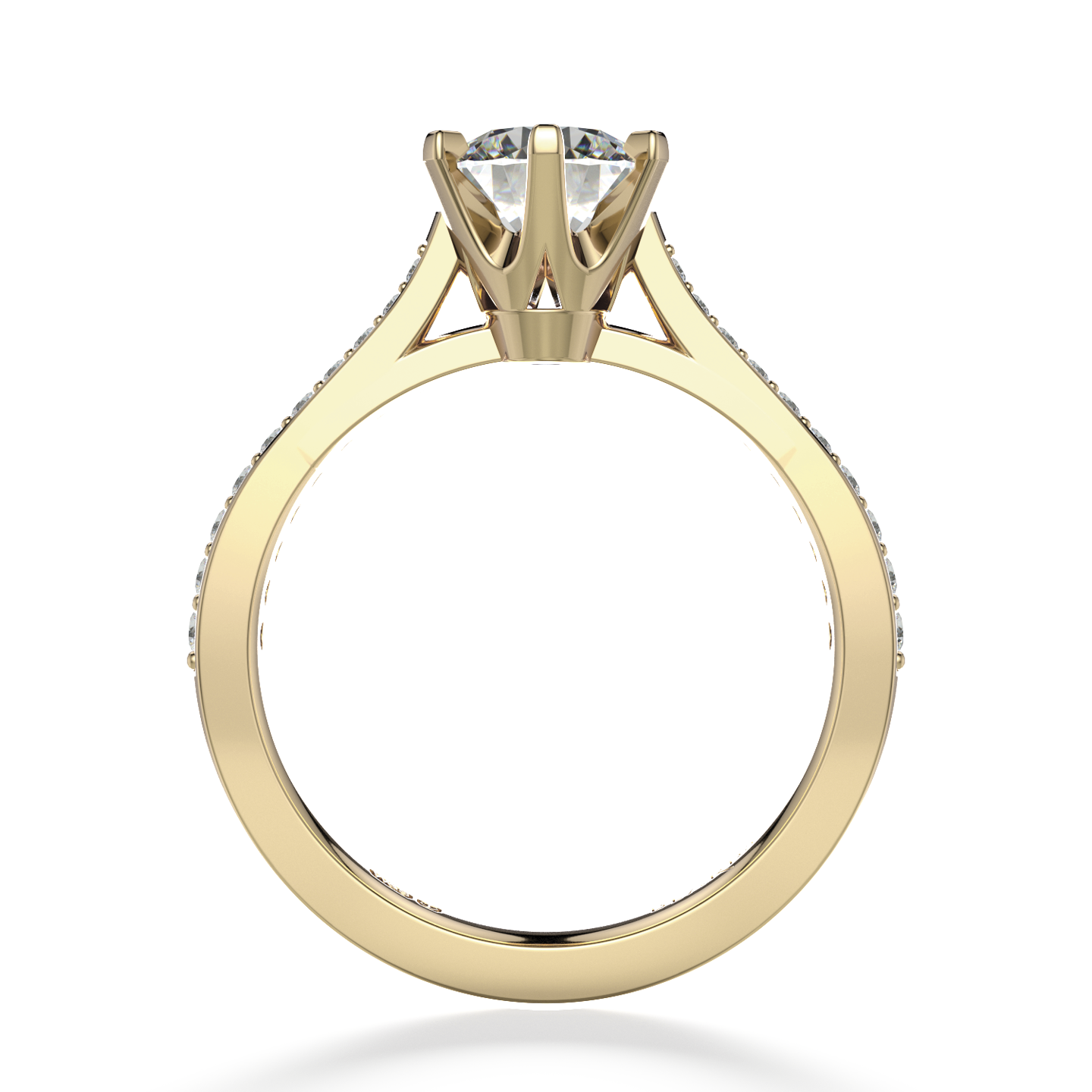 Classic Six Claw Solitaire Pavé Yellow Gold