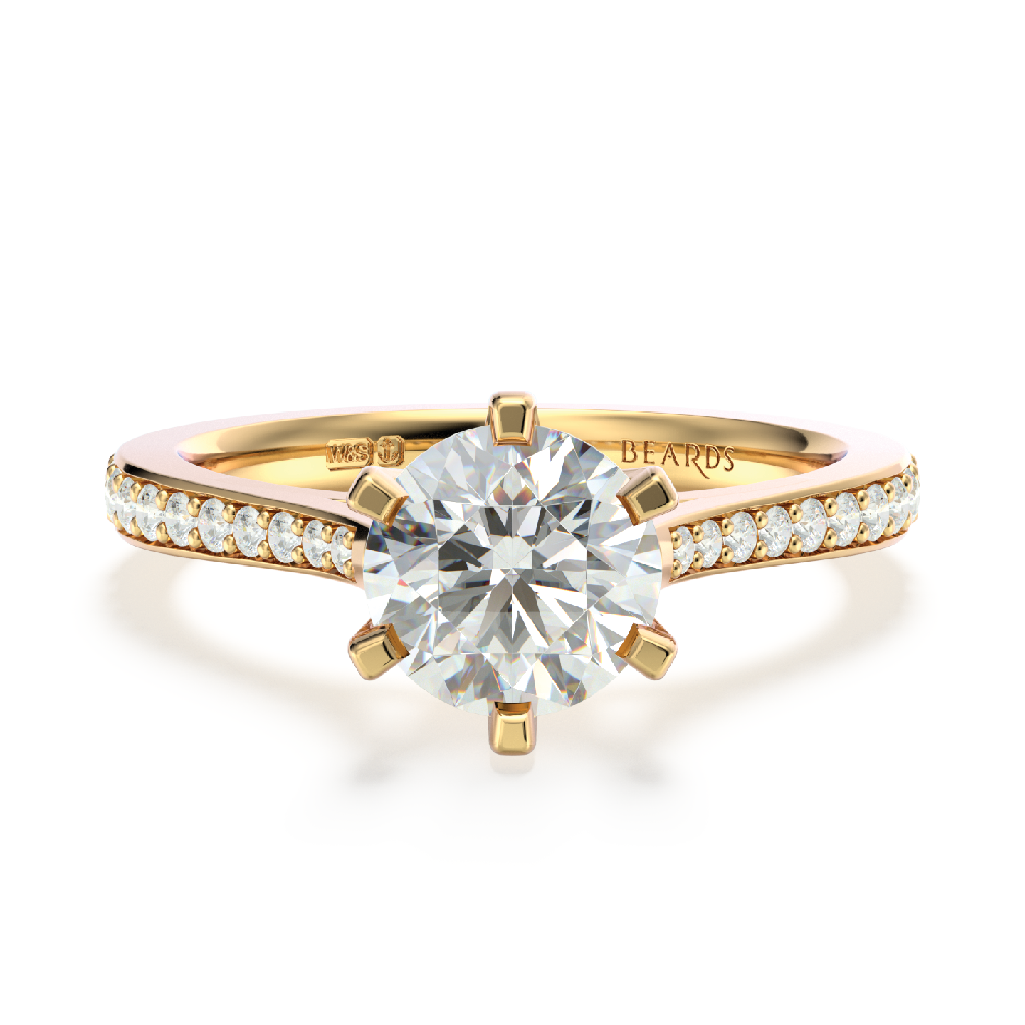 Classic Six Claw Solitaire Pavé Yellow Gold