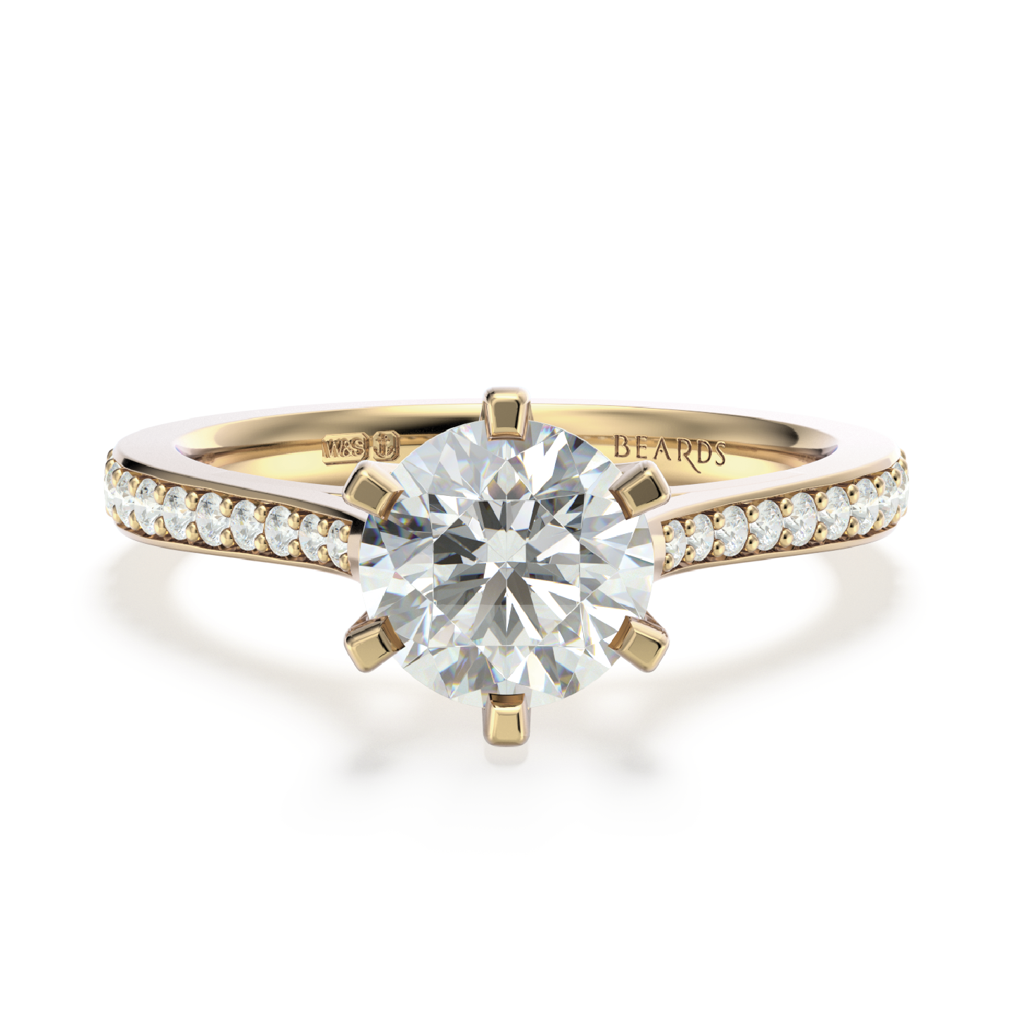 Classic Six Claw Solitaire Pavé Yellow Gold