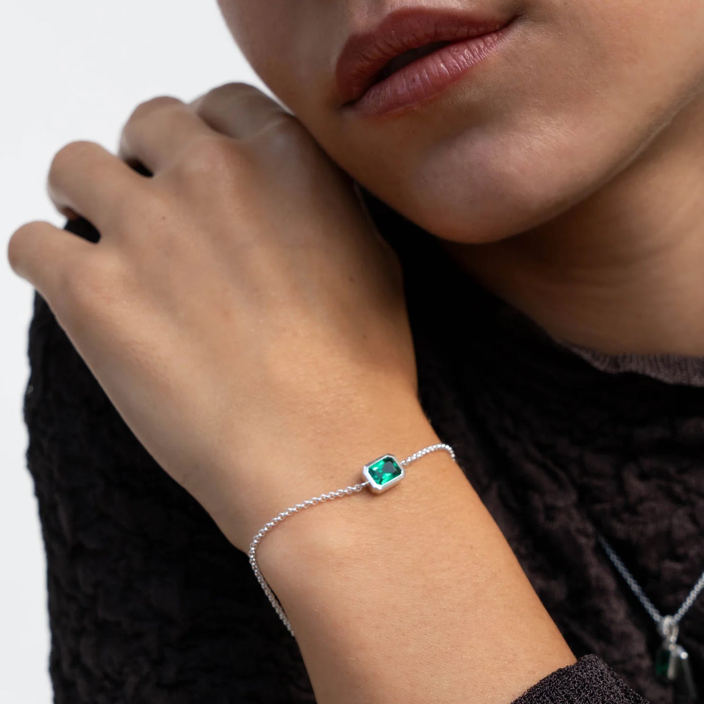 DOWER & HALL Green Garnet Octagon Chain Bracelet HHB90-S-GG