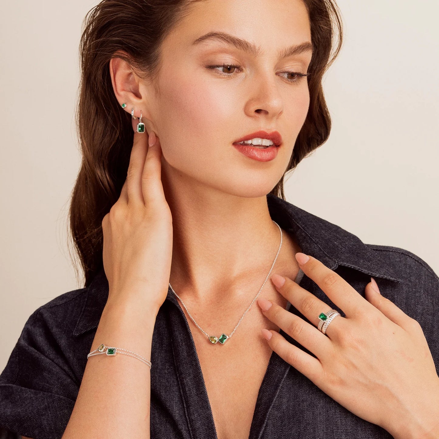 DOWER & HALL Green Garnet & Peridot Duo Tutti Frutti Necklace TWP38-S-GG-PERI-16