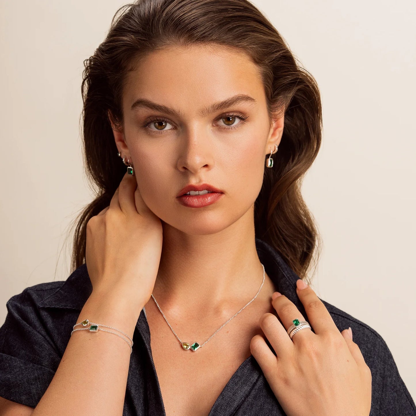 DOWER & HALL Green Garnet & Peridot Duo Tutti Frutti Necklace TWP38-S-GG-PERI-16