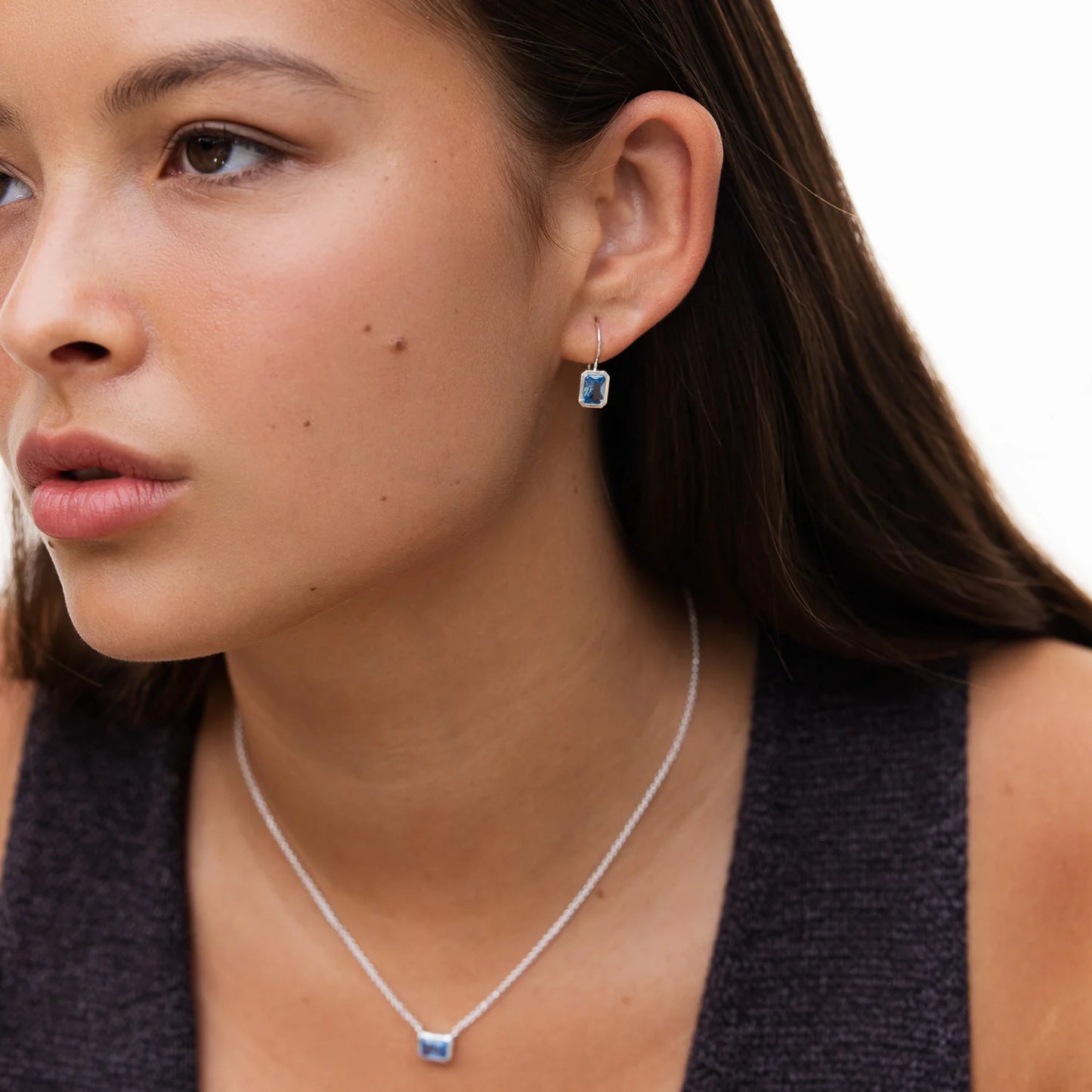 DOWER & HALL Octagon Blue Topaz Earrings TWE33-S-BT