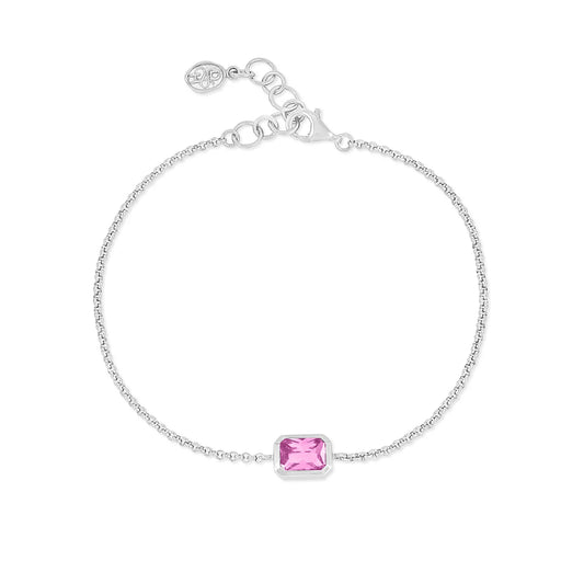 DOWER & HALL Pink Quartz Octagon Chain Bracelet HHB90-S-PINK