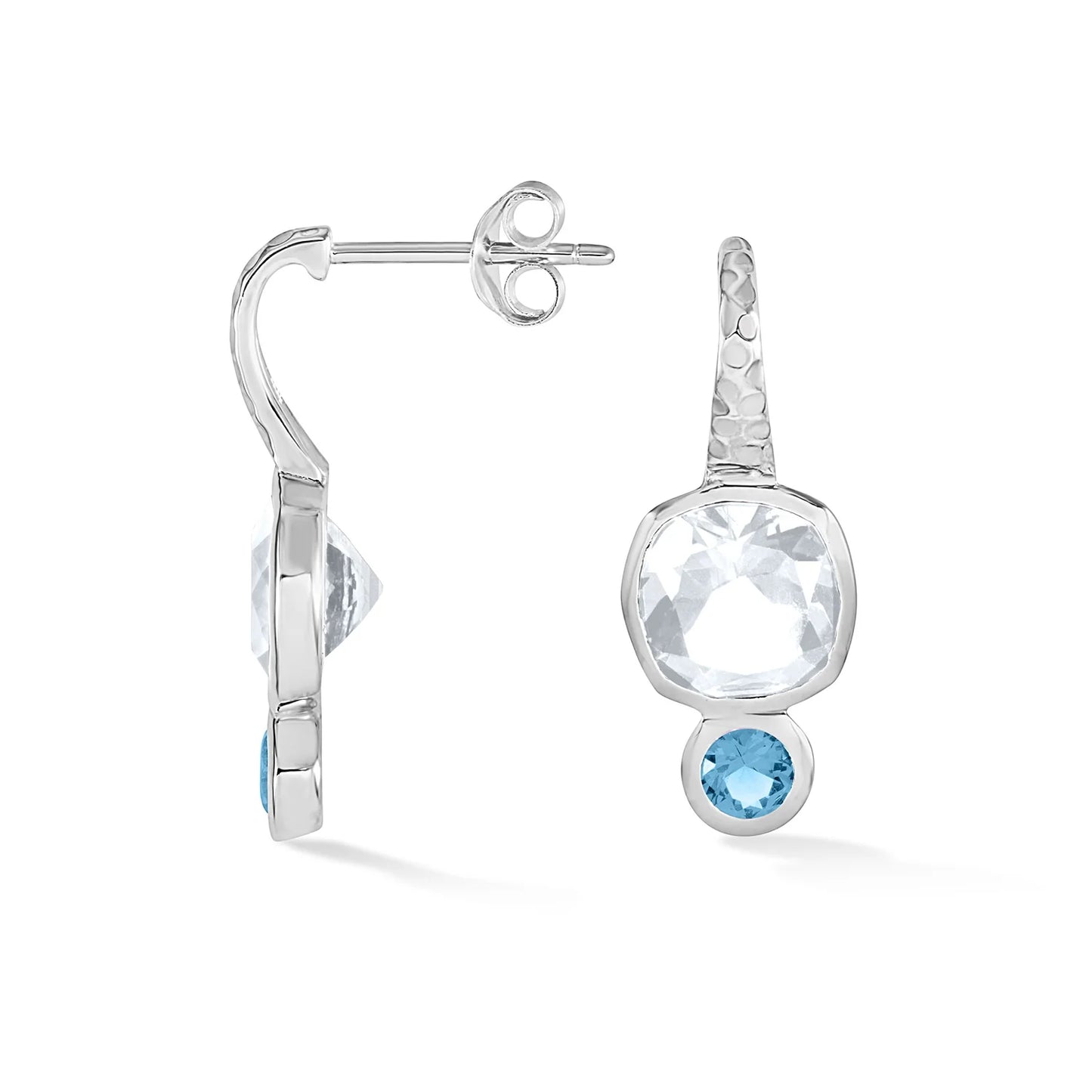 DOWER & HALL White Topaz Hammered Hoop Earrings TWE35-S-WT