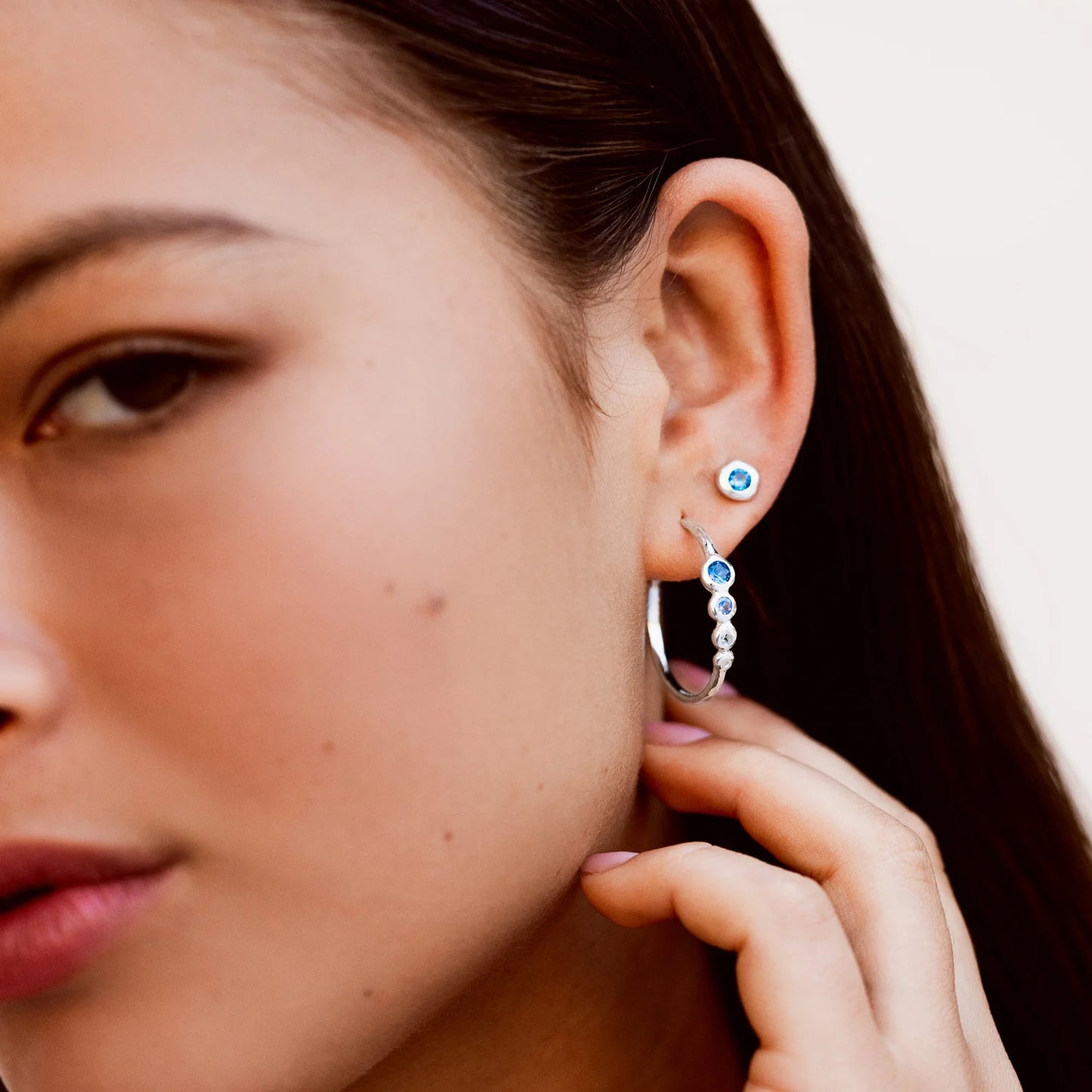 DOWER & HALL 'Blues' Tutti Frutti Hoop Earrings TWE75-S-BLUE