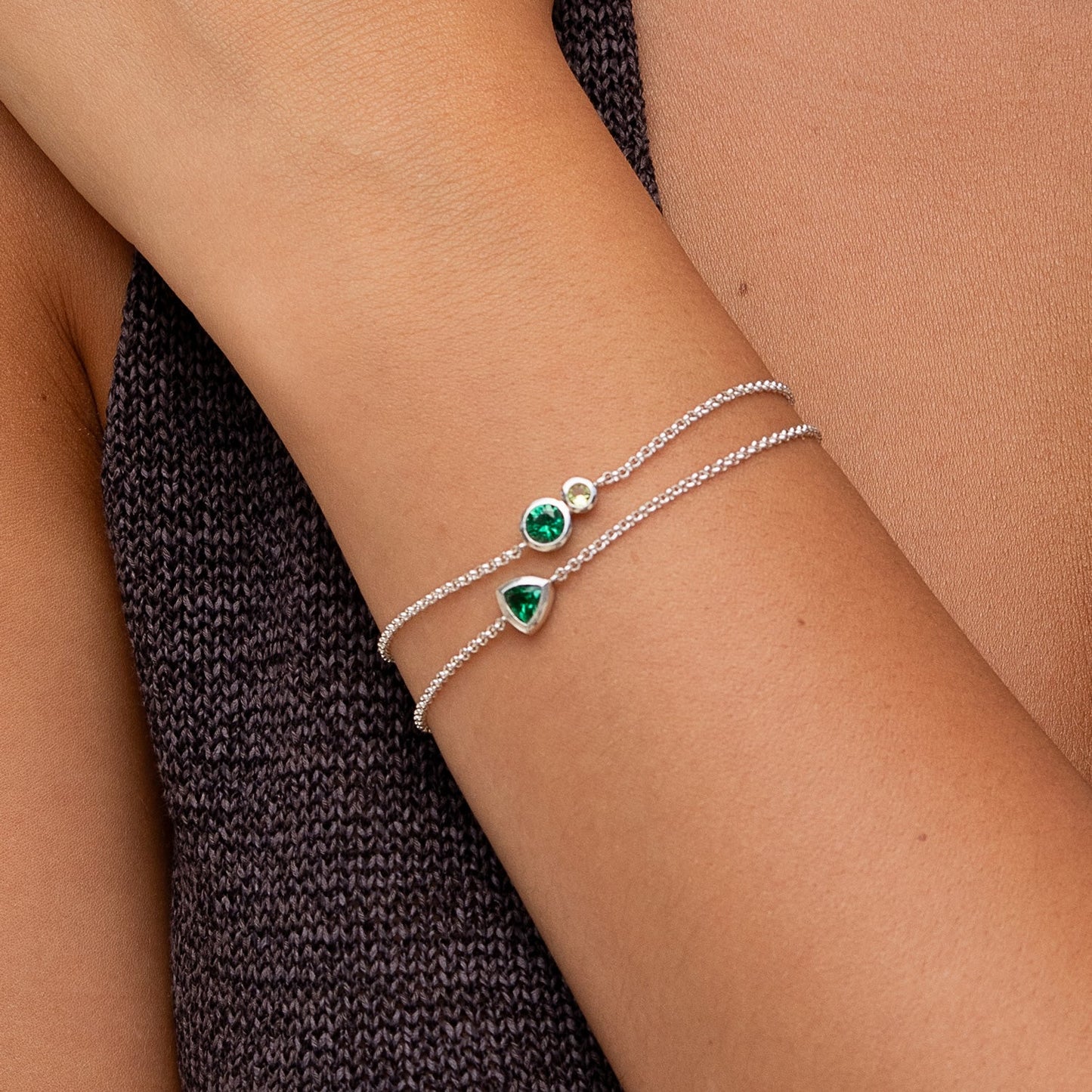 DOWER & HALL ‘Greens’ Tutti Frutti Duo Chain Bracelet TWB35-S-GG-PERI