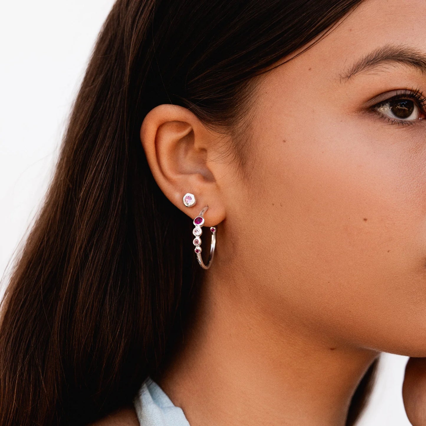 DOWER & HALL ‘Pinks’ Tutti Frutti Hoop Earrings TWE75-S-PINK