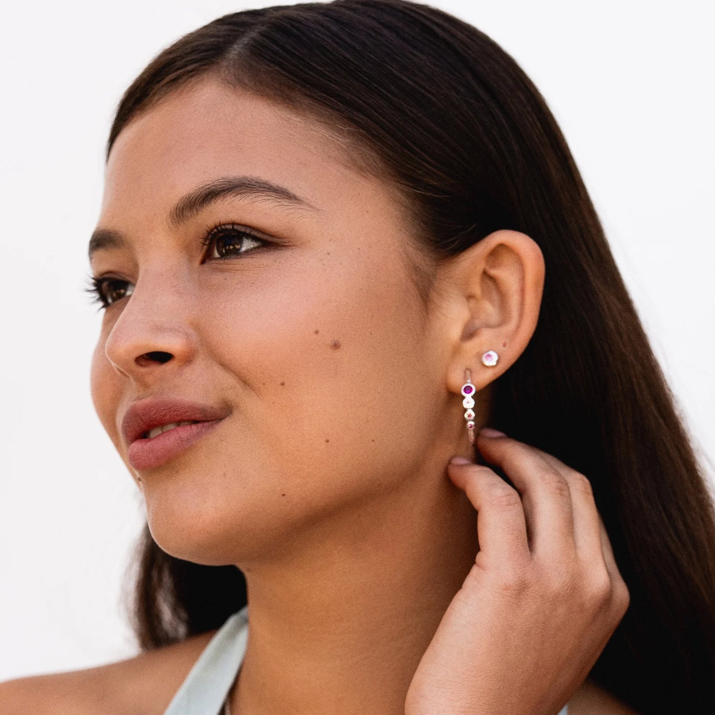 DOWER & HALL ‘Pinks’ Tutti Frutti Hoop Earrings TWE75-S-PINK