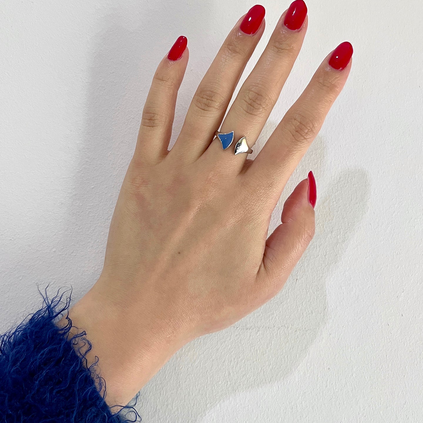 Beards Eventail Silver & Enamel Ring EVN101-C_B
