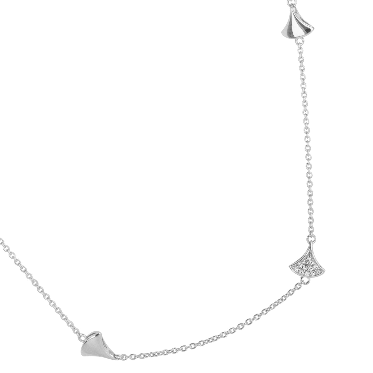 Beards Eventail Silver & Diamond Short Necklace EVN403
