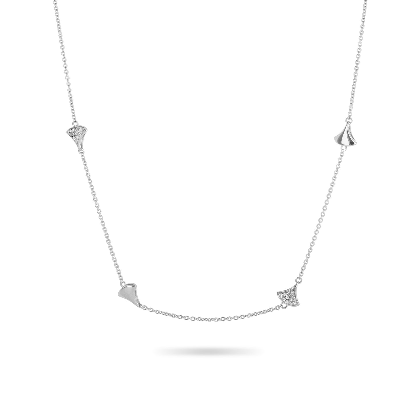 Beards Eventail Silver & Diamond Short Necklace EVN403