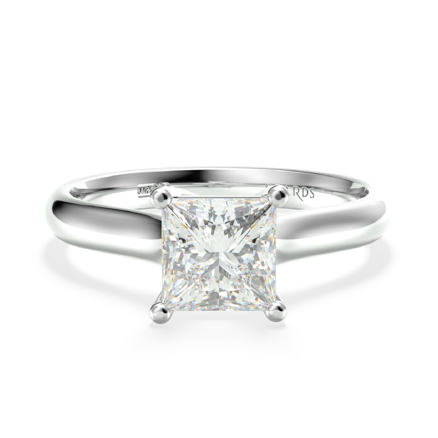 Classic Four Claw Solitaire Princess Cut Platinum