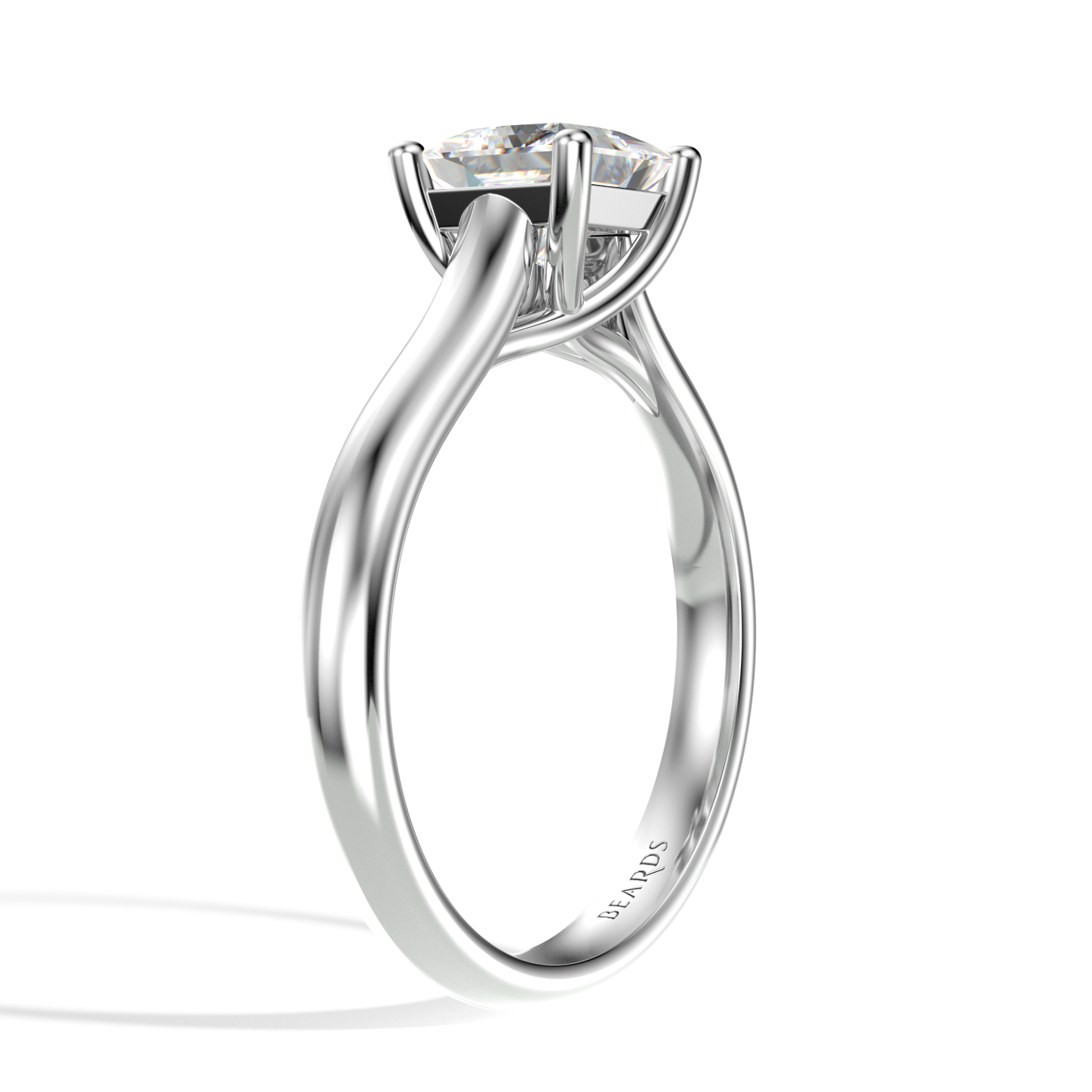 Classic Four Claw Solitaire Princess Cut Platinum