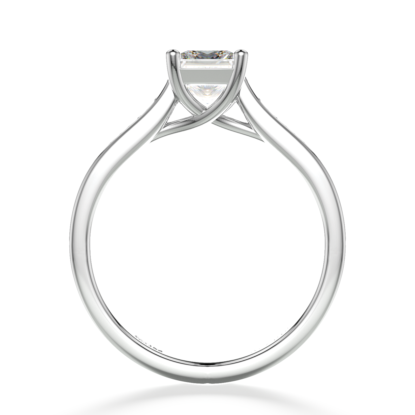 Classic Four Claw Solitaire Princess Cut Pavé Platinum