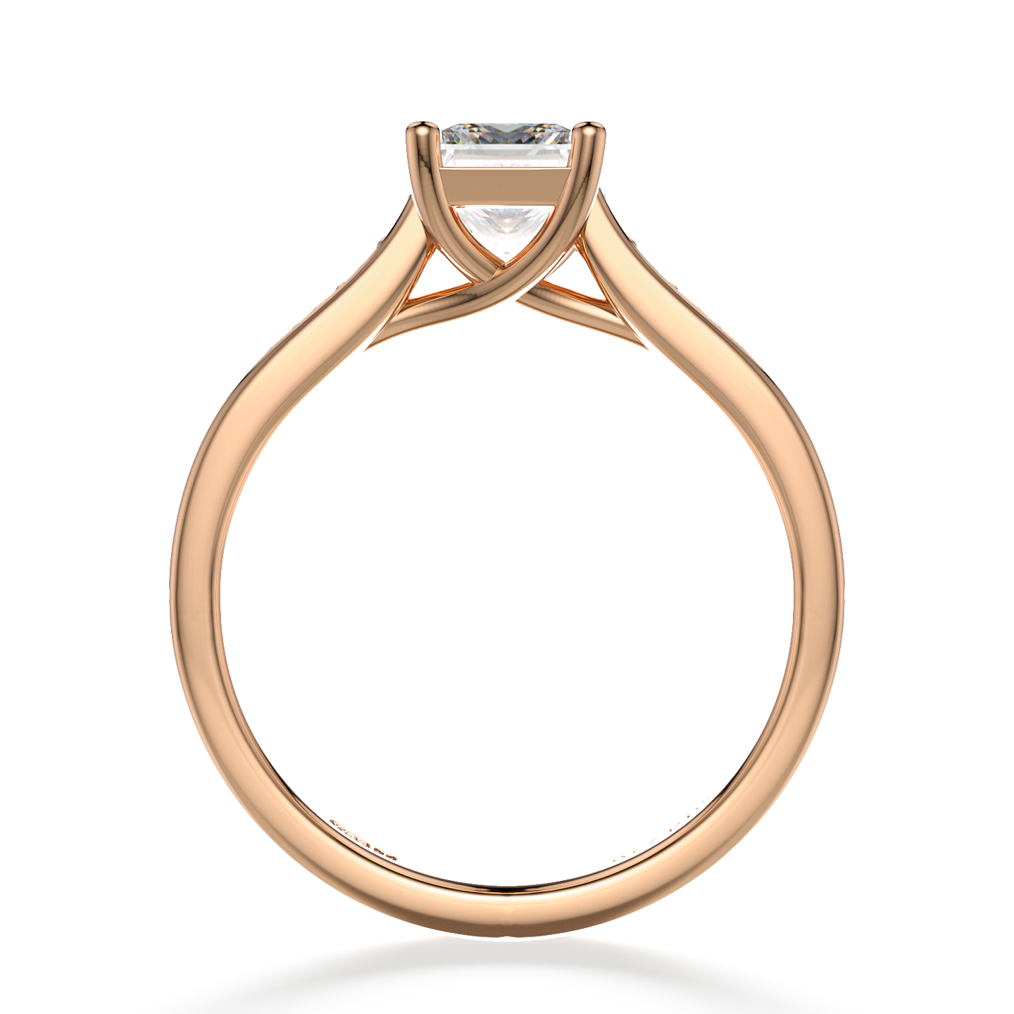 Classic Four Claw Solitaire Princess Cut Pavé Rose Gold