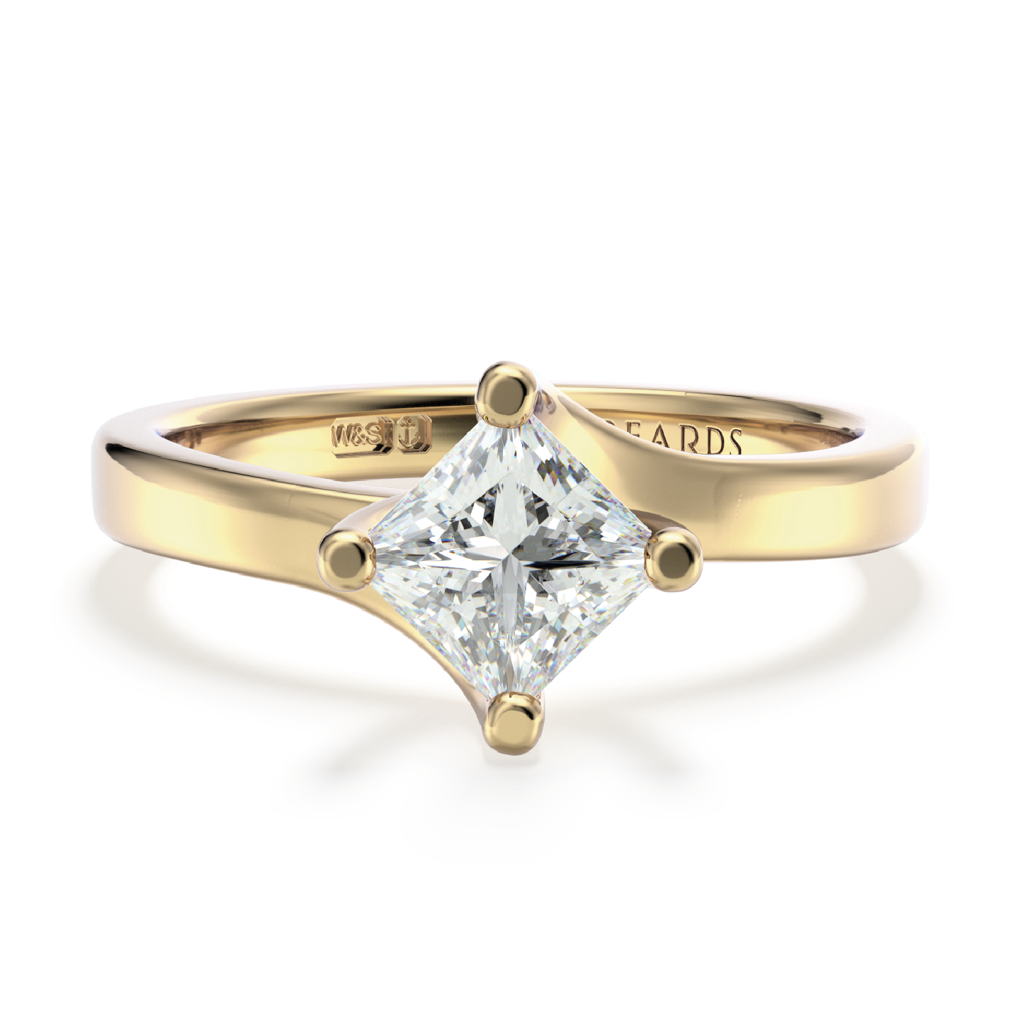 Classic Twist Solitaire Princess Cut Yellow Gold