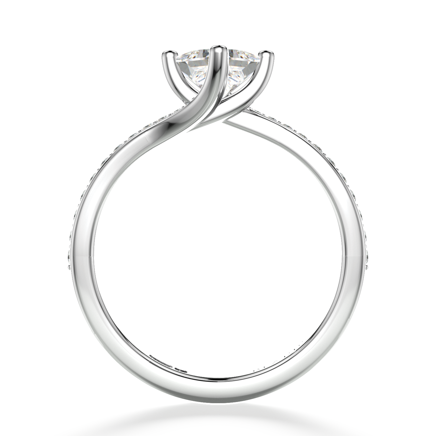 Classic Twist Solitaire Princess Cut Pavé Platinum