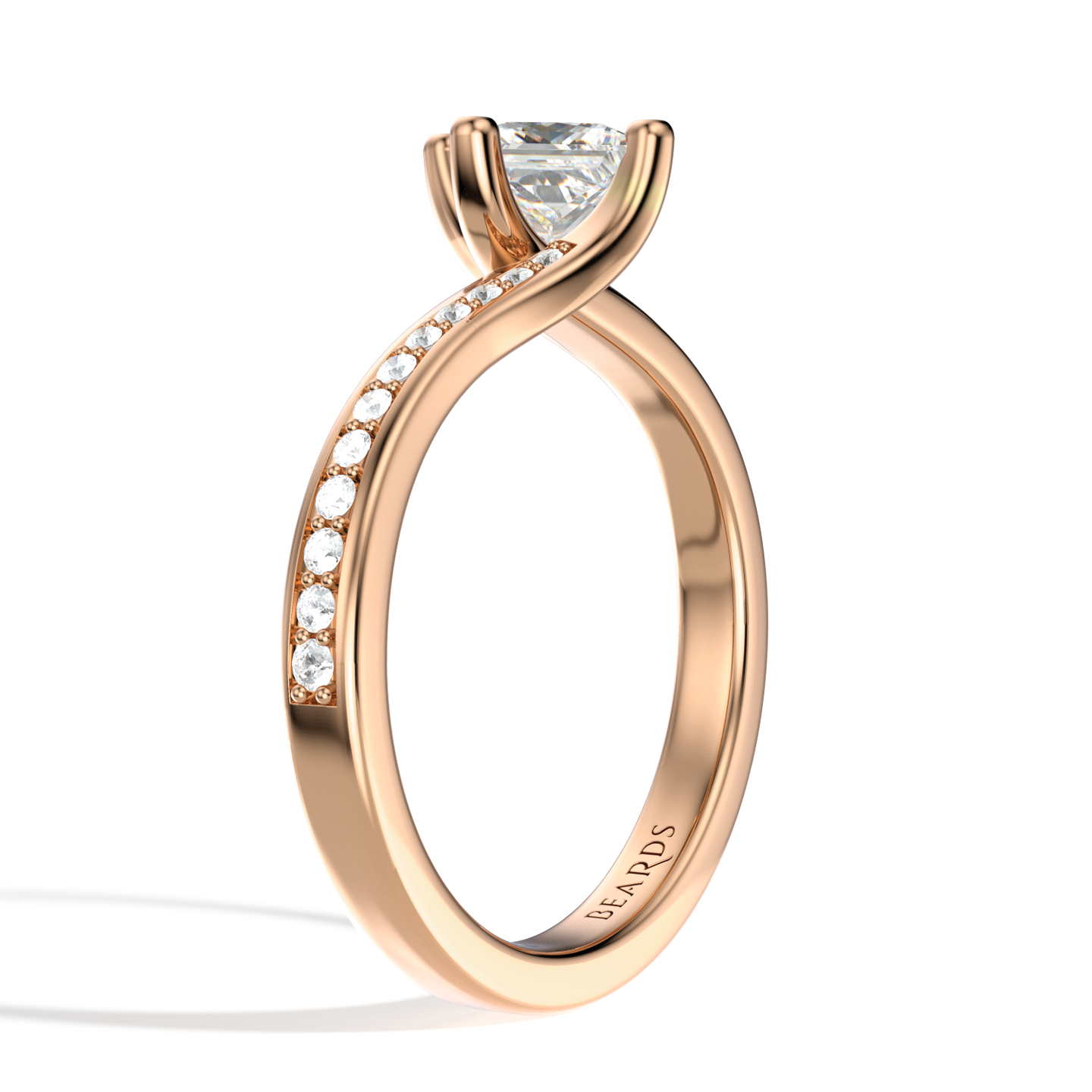 Classic Twist Solitaire Princess Cut Pavé Rose Gold
