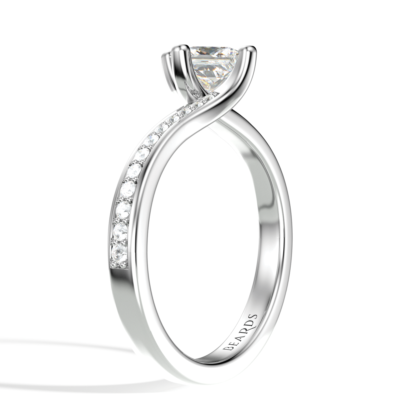 Classic Twist Solitaire Princess Cut Pavé Platinum