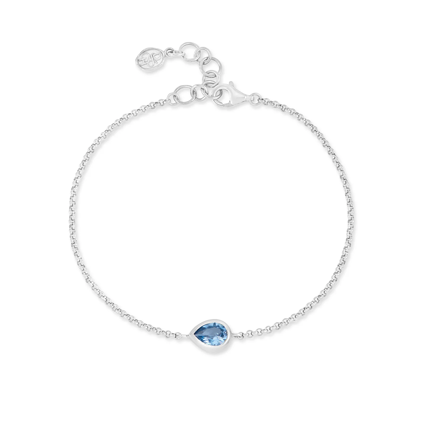 DOWER & HALL Blue Topaz Pear Chain Bracelet HHB80-S-BT