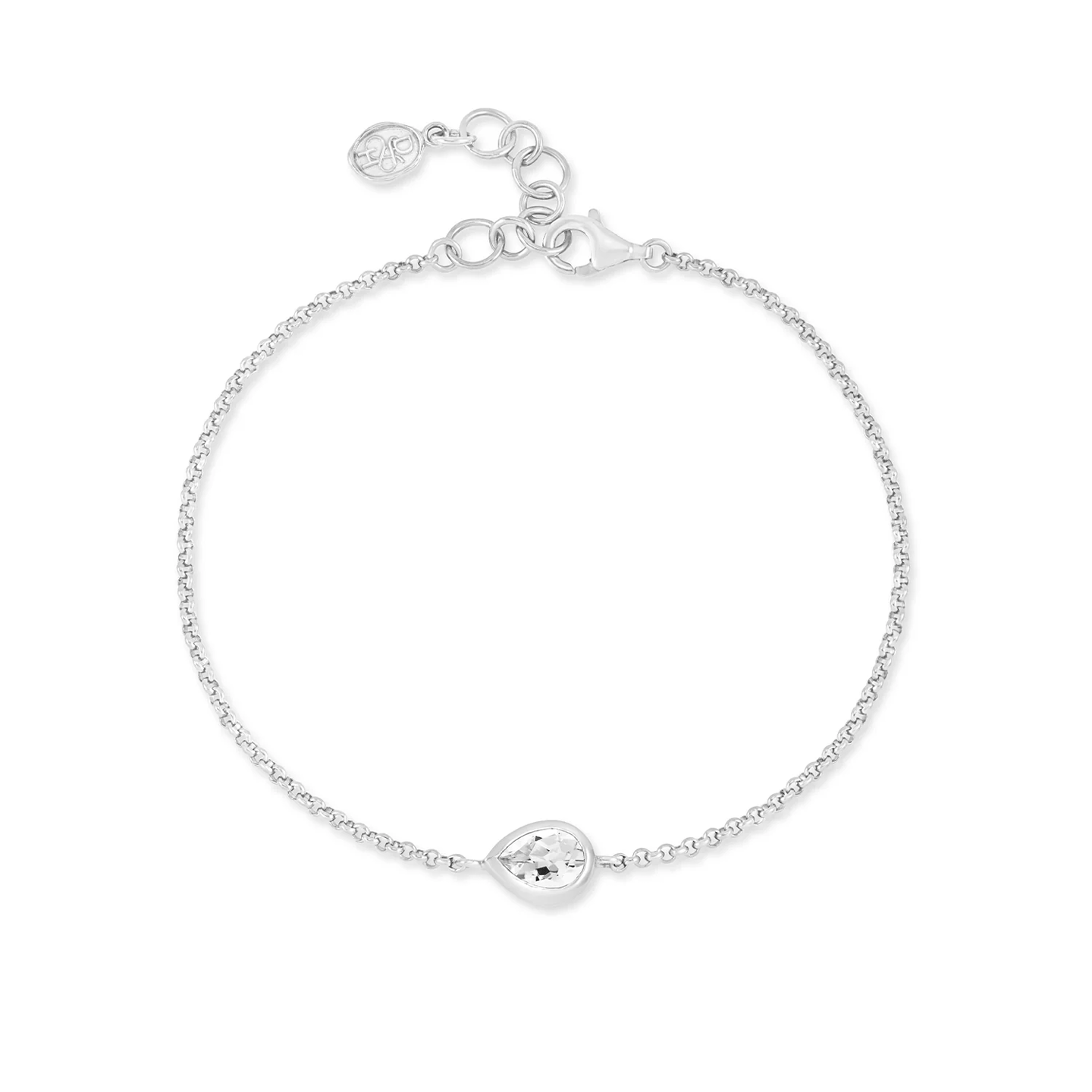 DOWER & HALL White Topaz Pear Chain Bracelet HHB80-S-WT