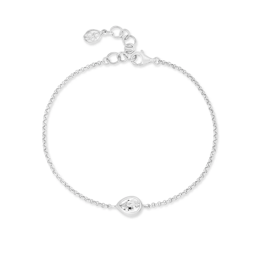 DOWER & HALL White Topaz Pear Chain Bracelet HHB80-S-WT