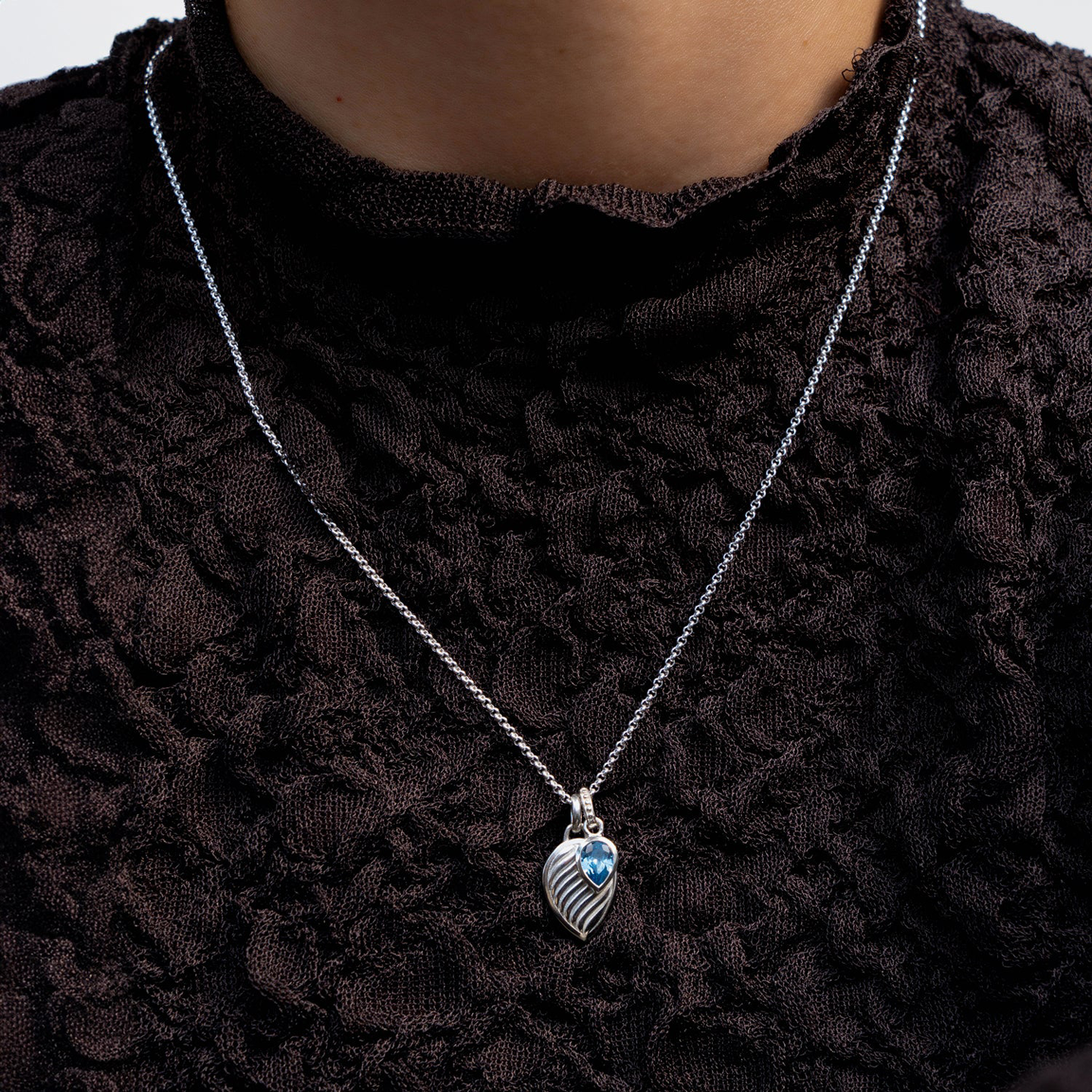 DOWER & HALL Blue Topaz Twist Peardrop Necklace HHP81-S-BT-1
