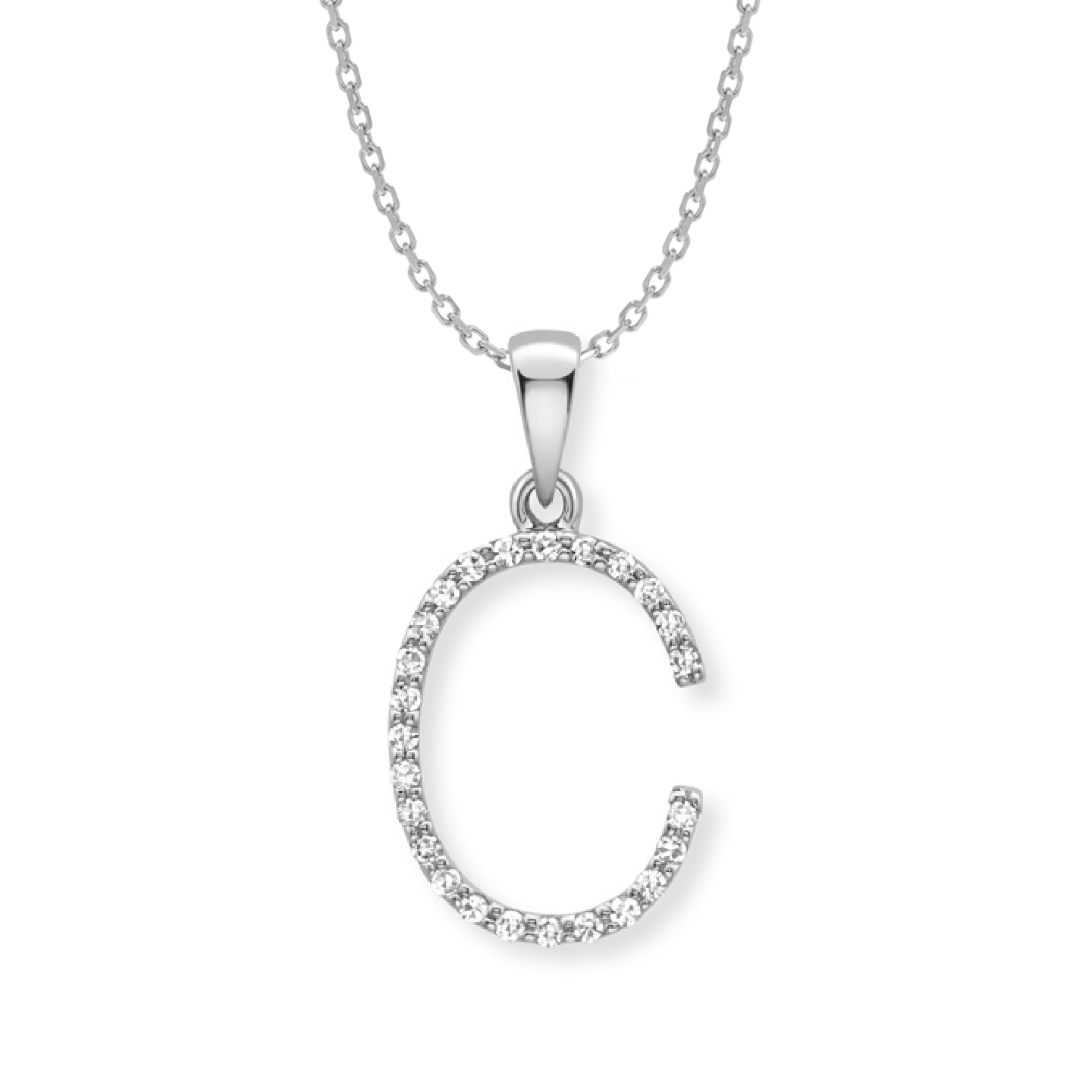 Beards Diamond Initial Pendant "C" 9ct White Gold