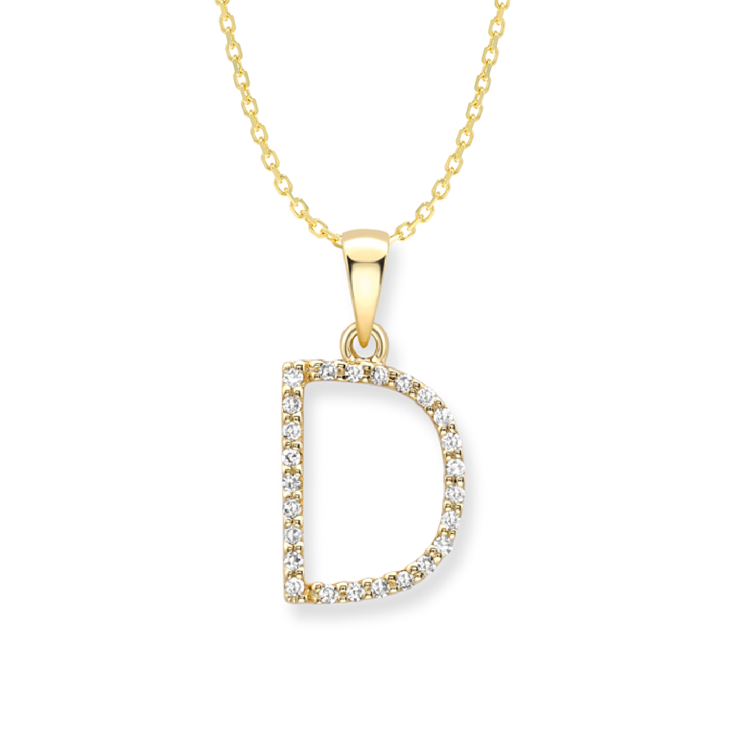 Beards Diamond Initial Pendant "D" 18ct Yellow Gold