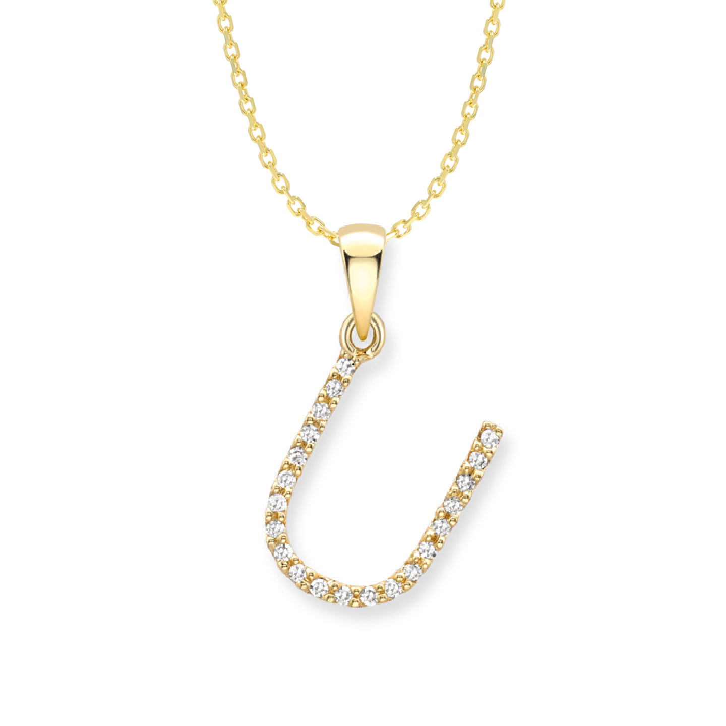 Beards Diamond Initial Pendant "U" 18ct Yellow Gold