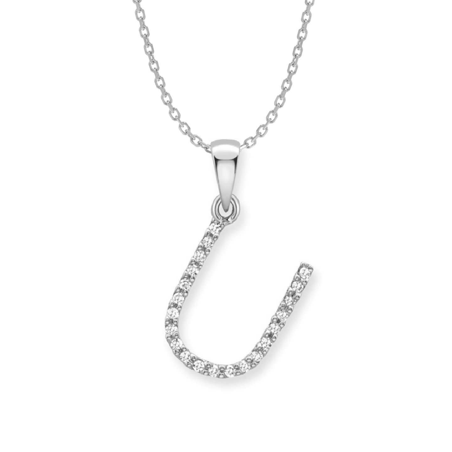 Beards Diamond Initial Pendant "U" 9ct White Gold