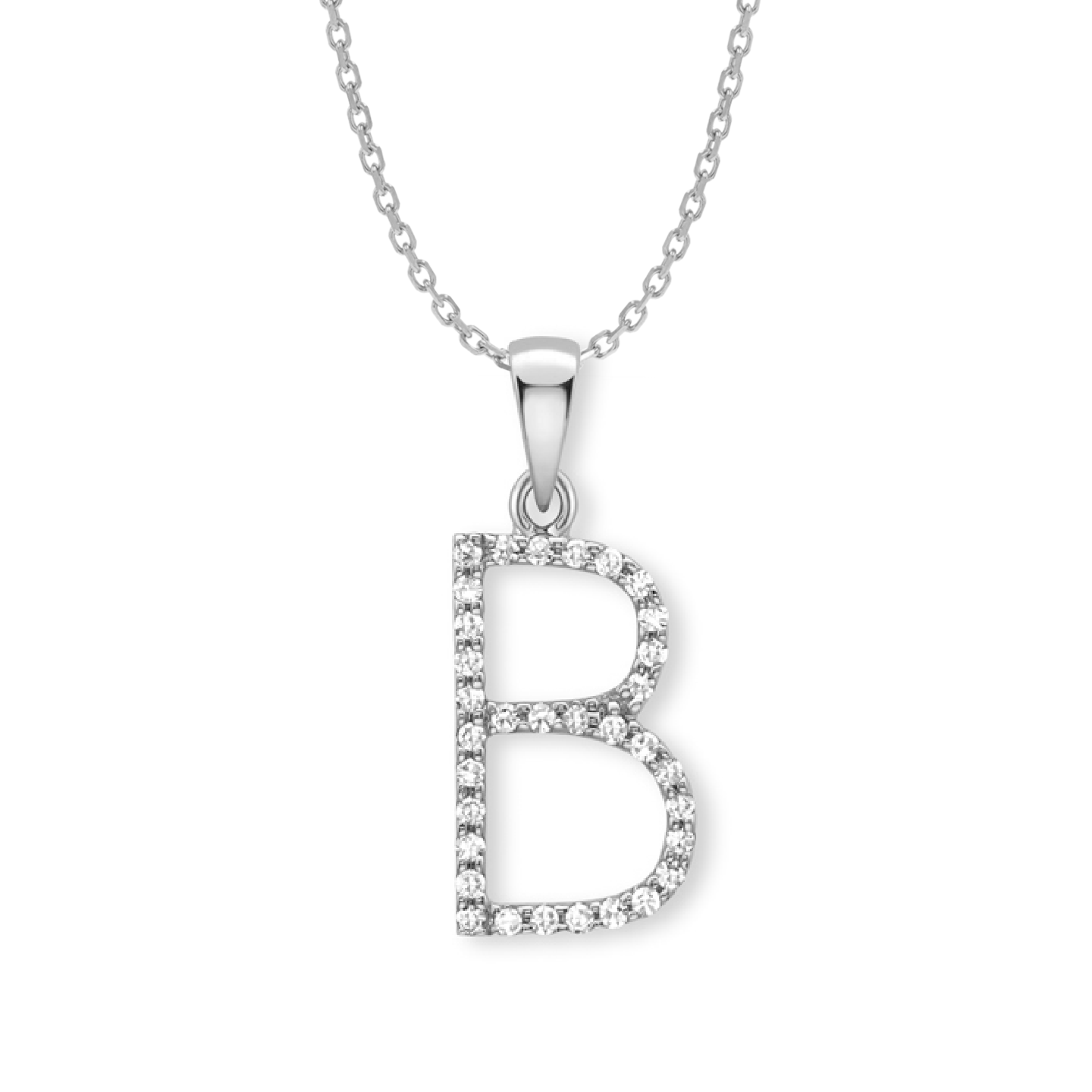 Beards Diamond Initial Pendant "B" 18ct White Gold