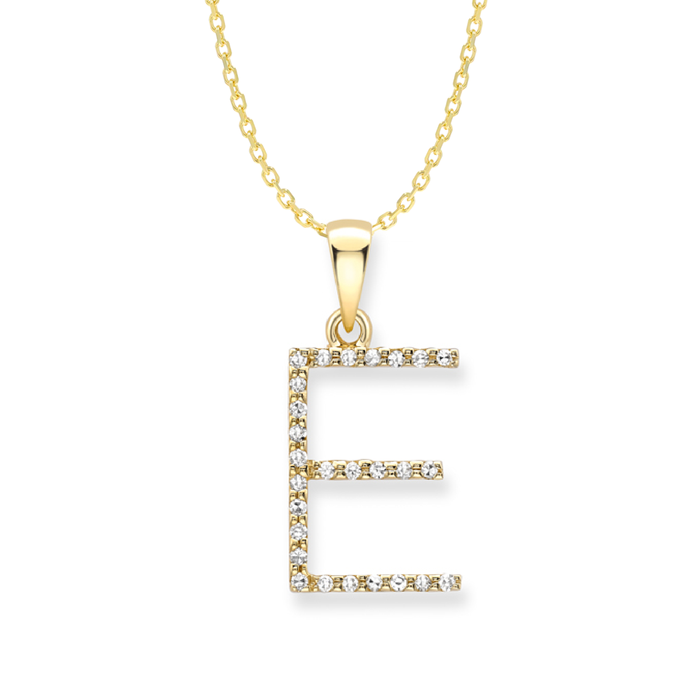 Beards Diamond Initial Pendant "E" 18ct Yellow Gold