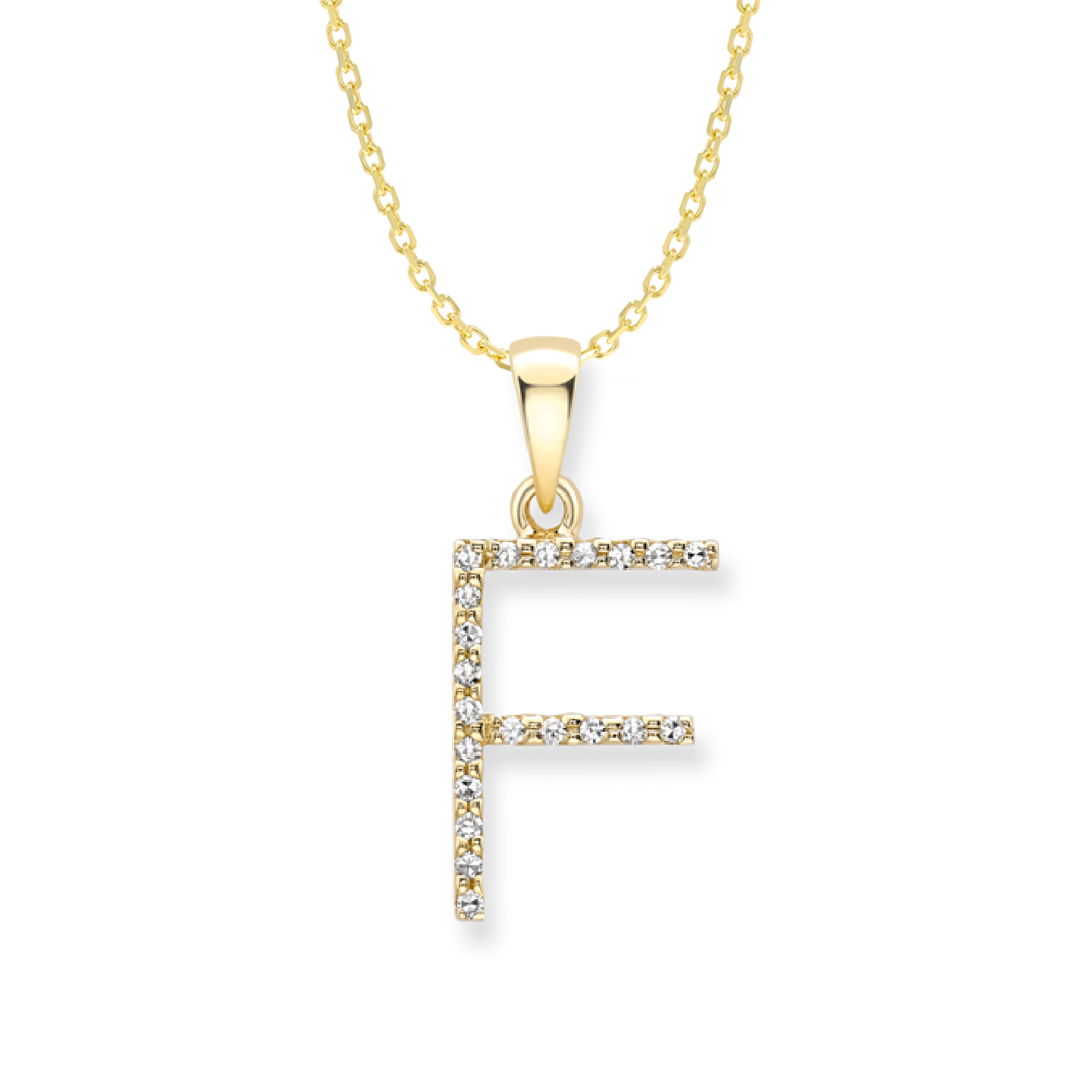 Beards Diamond Initial Pendant "F" 18ct Yellow Gold