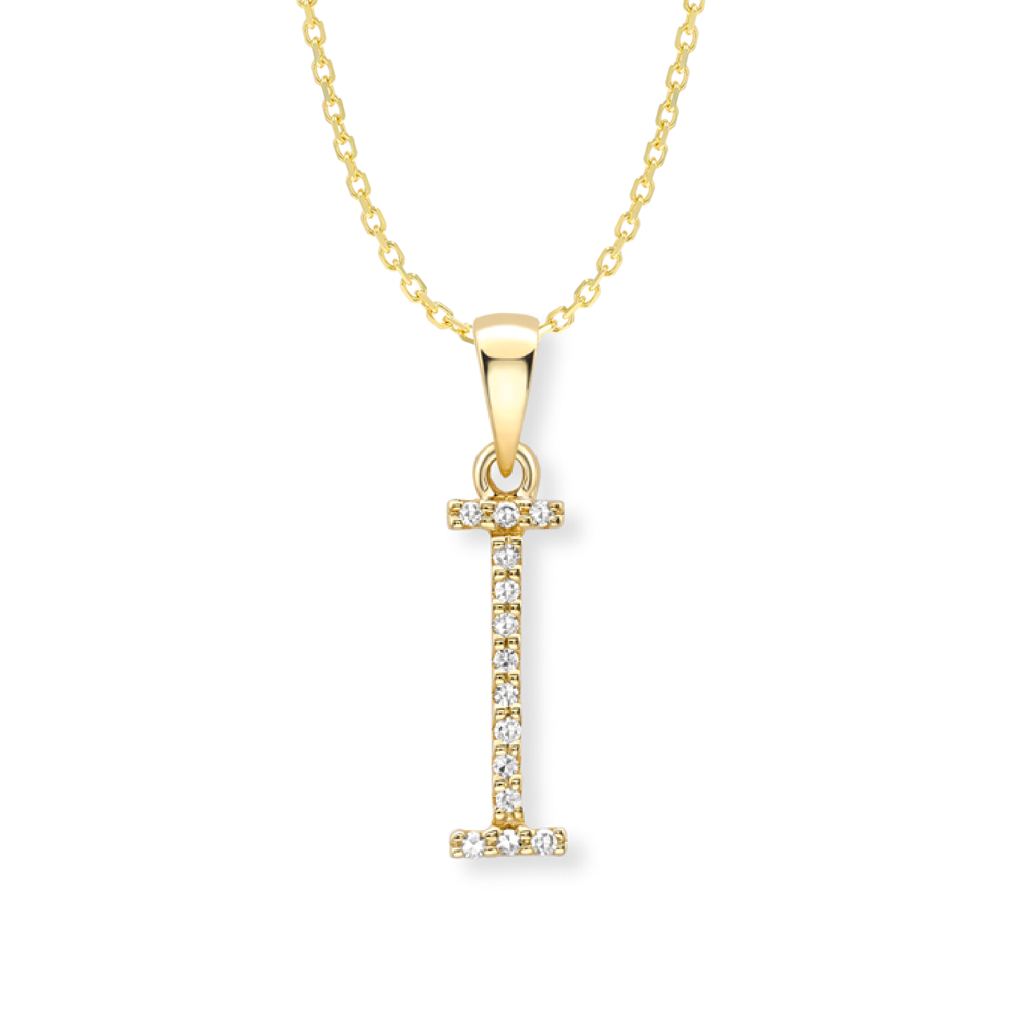 Beards Diamond Initial Pendant "I" 18ct Yellow Gold