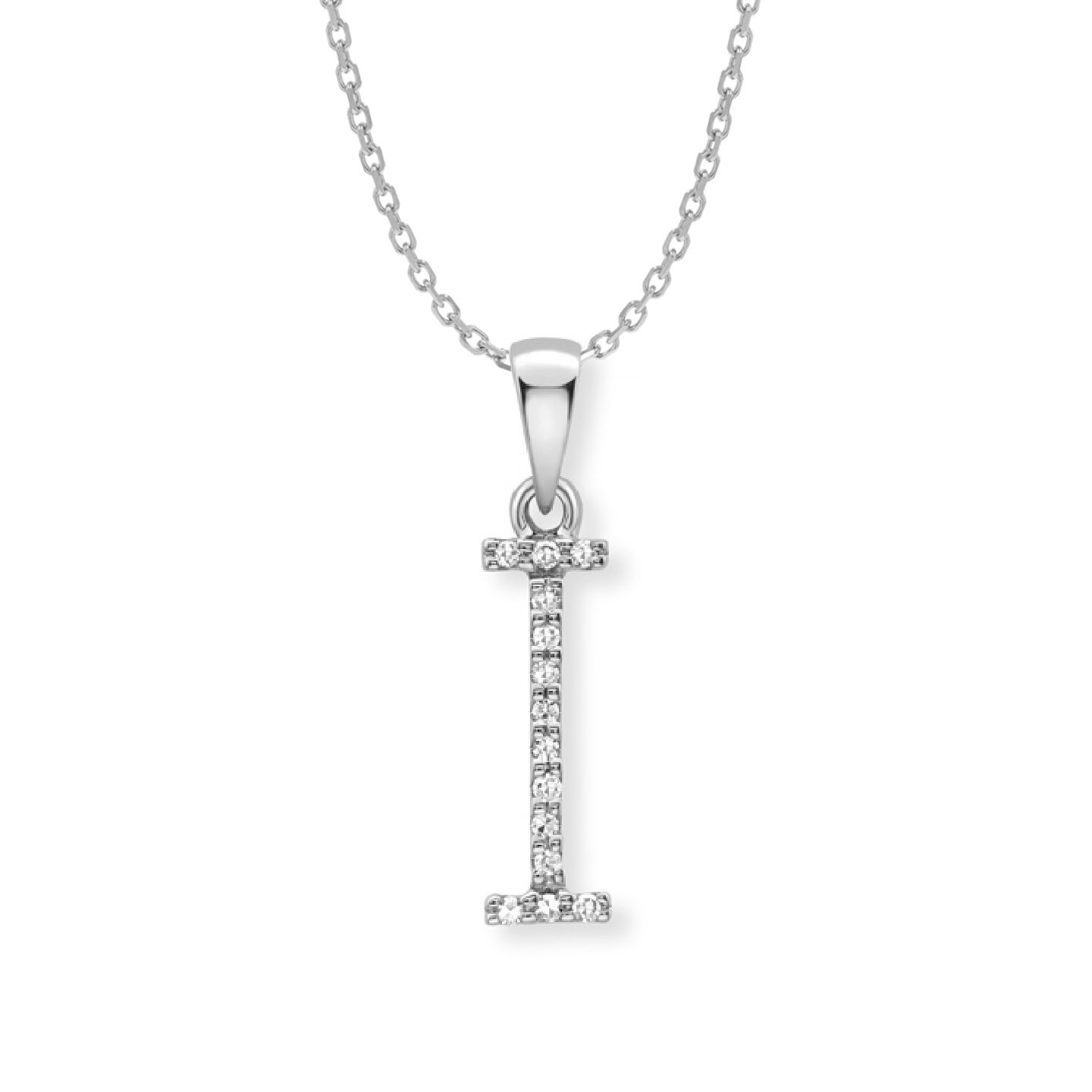 Beards Diamond Initial Pendant "I" 9ct White Gold