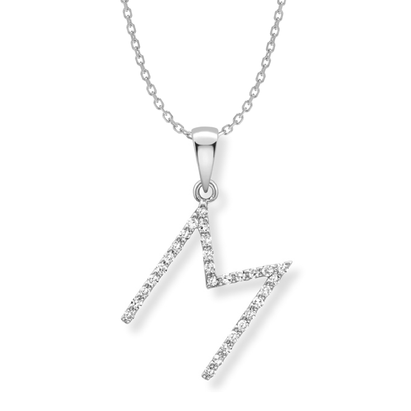 Beards Diamond Initial Pendant "M" 9ct White Gold